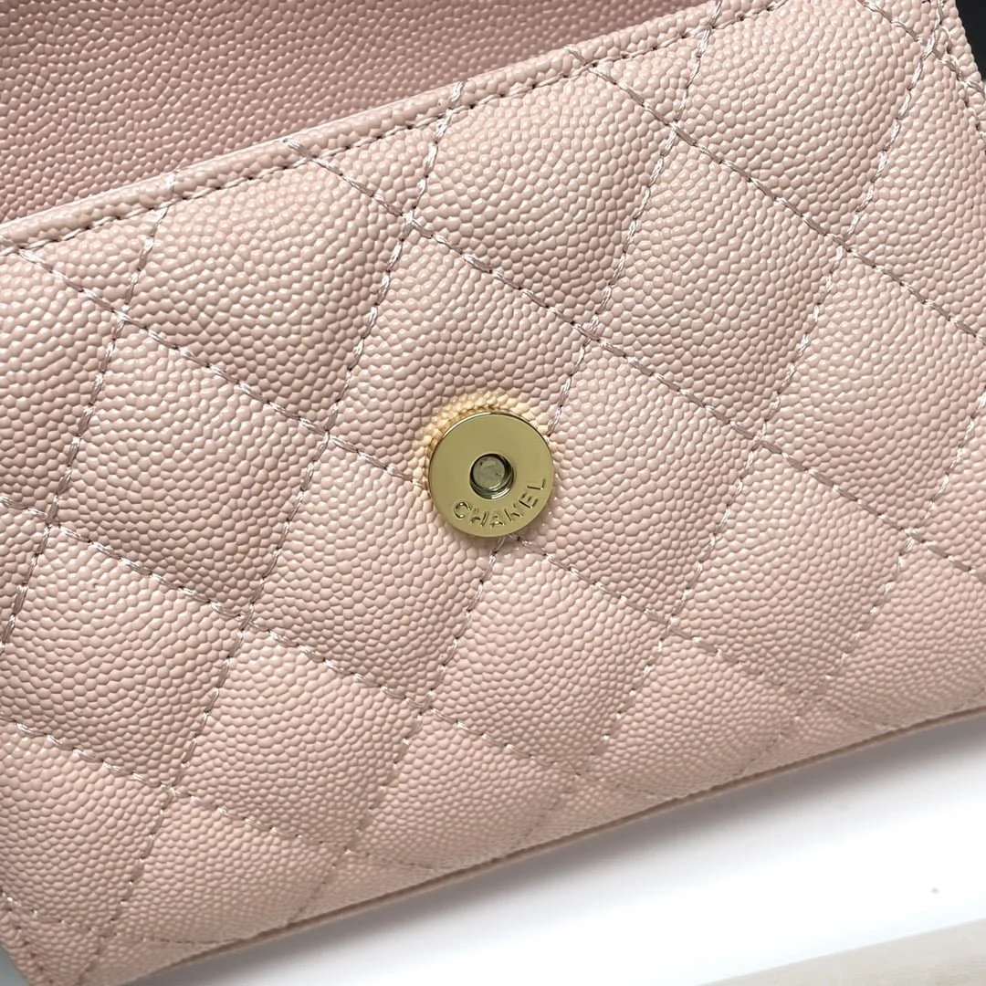 Chanel Black Horse Kelly Lichee cowhide long handle bag 9100 pink size:19*10*4.5cm - LITELUX