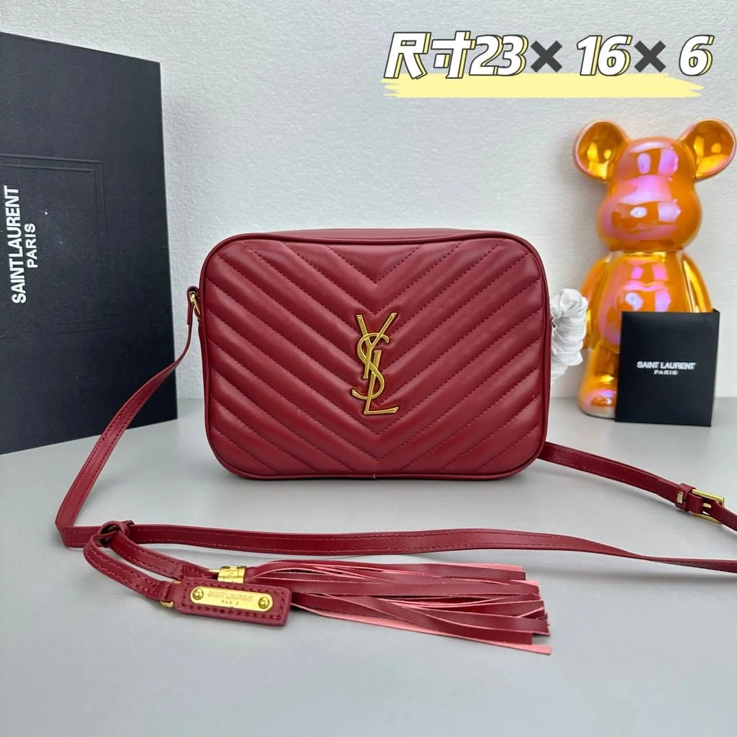 YSL MONOGRAM SAINT LAURENT LOU quilted leather camera bag red with gold hardware 520534 size: 23*16*6CM - LITELUX