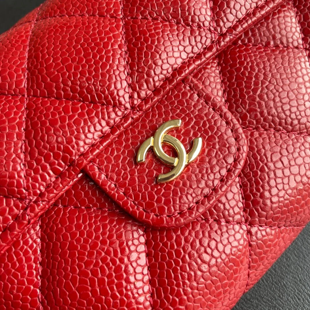 Chanel chain crossbody bag Cowhide with diamond lattice caviar Red A50076 size: 18*10.5*3.5cm - LITELUX