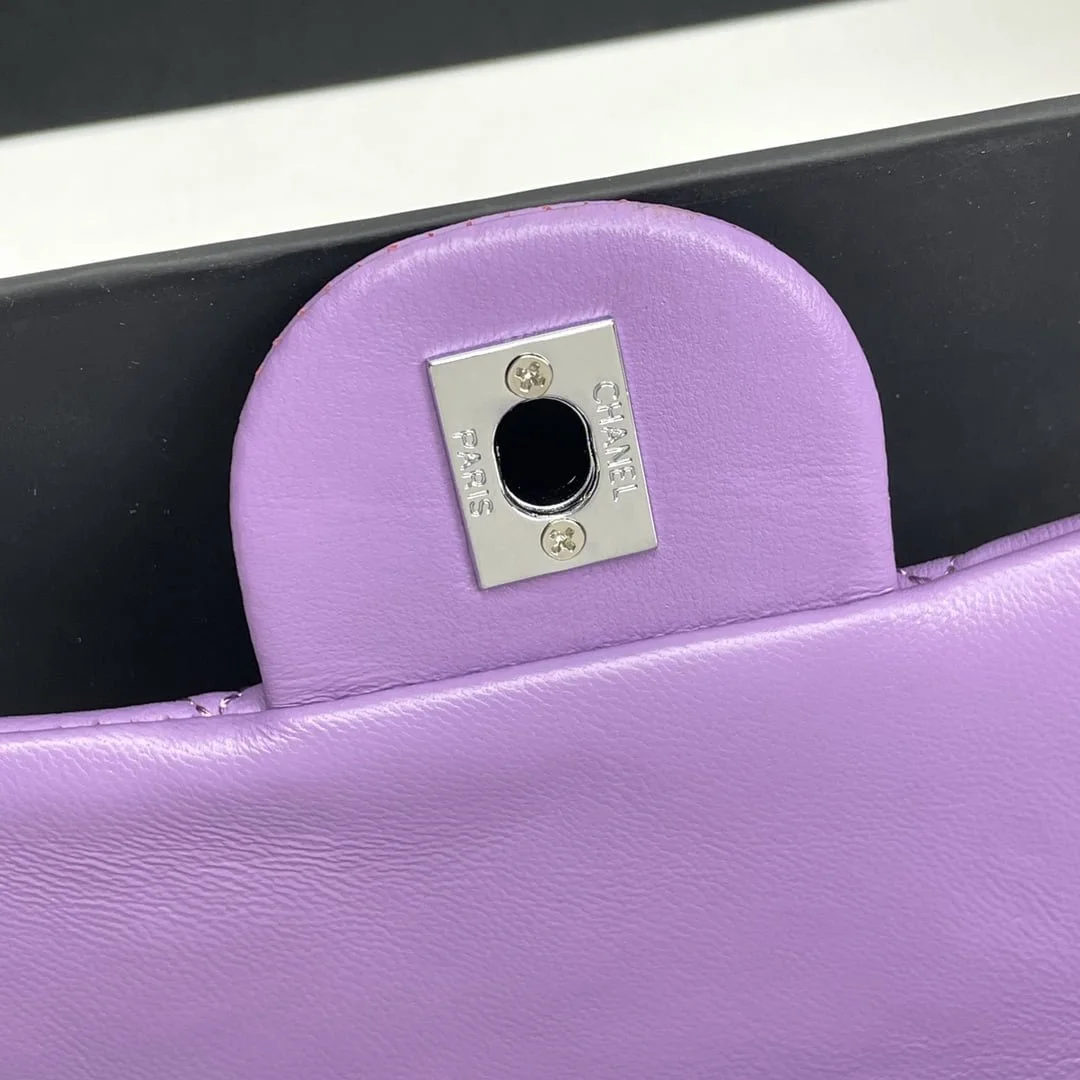 Chanel cf Square Fat 1115 sheepskin leather purple size: 18*14*7cm - LITELUX