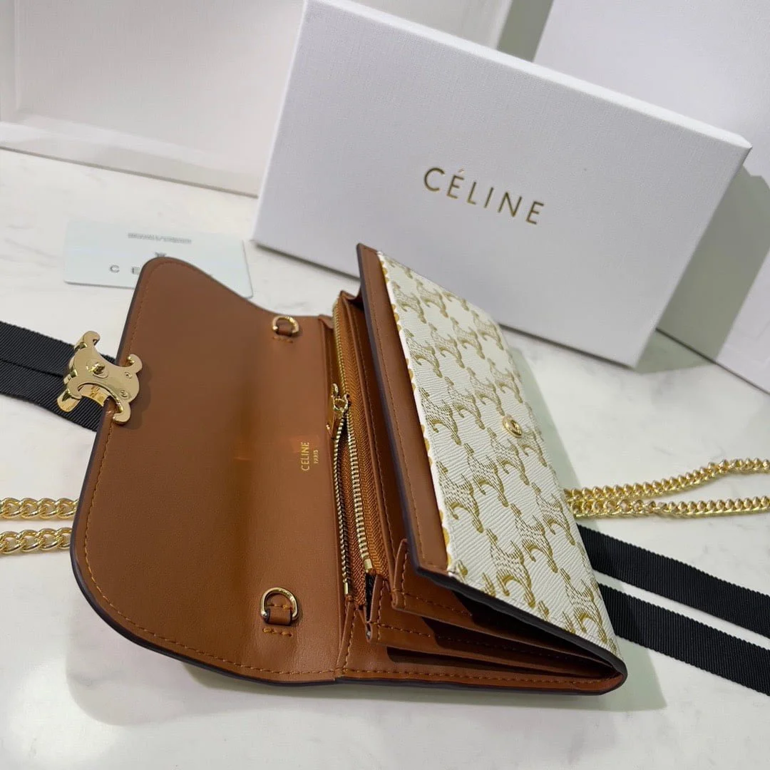 CELINE Presbyopia pattern white Chain bag 621663 Size:19*10.5*3.5cm - LITELUX