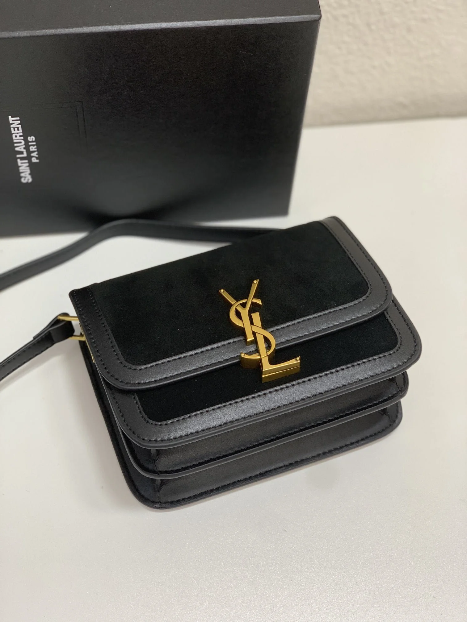 YSL solferino nubuck shoulder bag size: 19cm/23cm - LITELUX