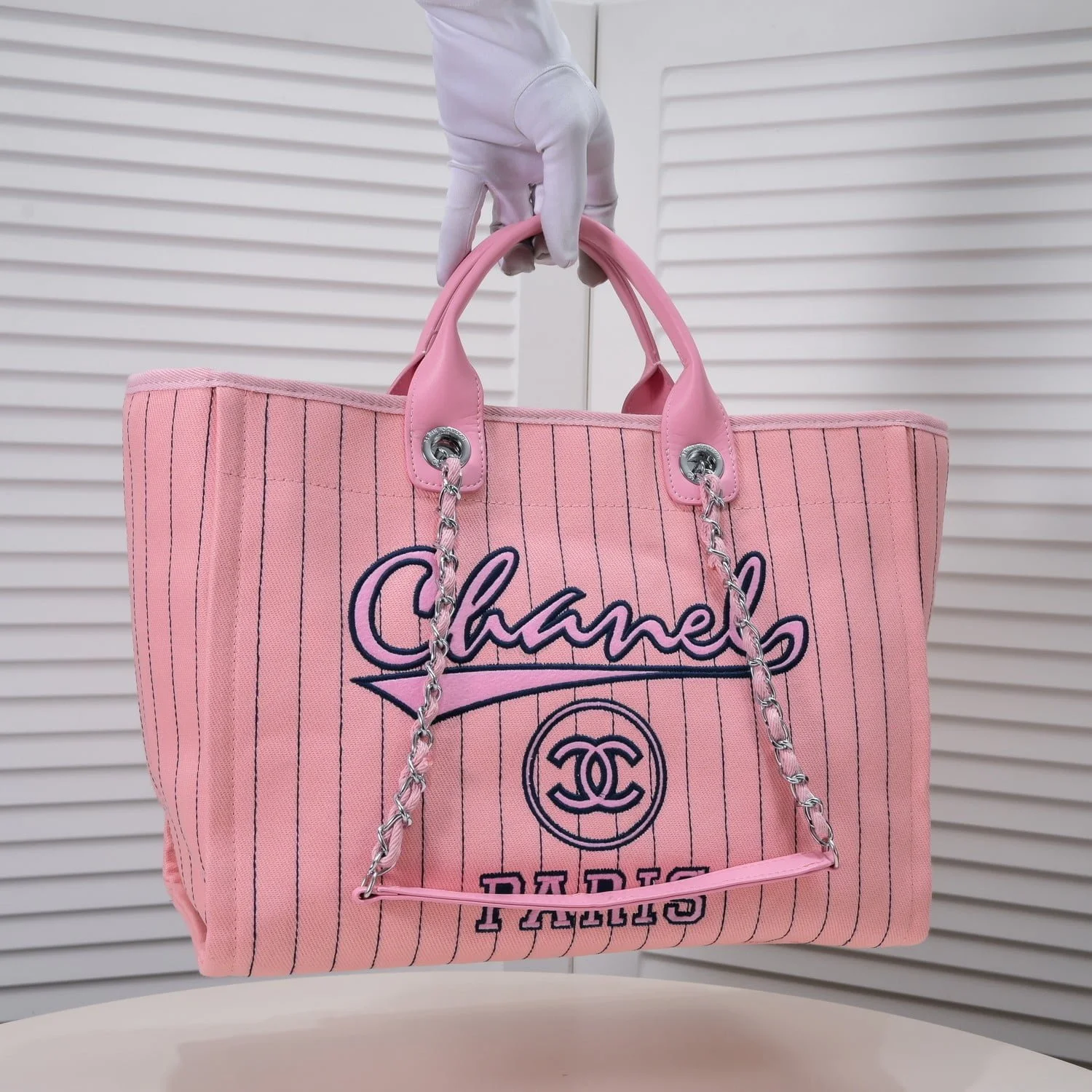Chanel new beach bag denim bag Pink with little wallet size: 48*38*30*14cm - LITELUX