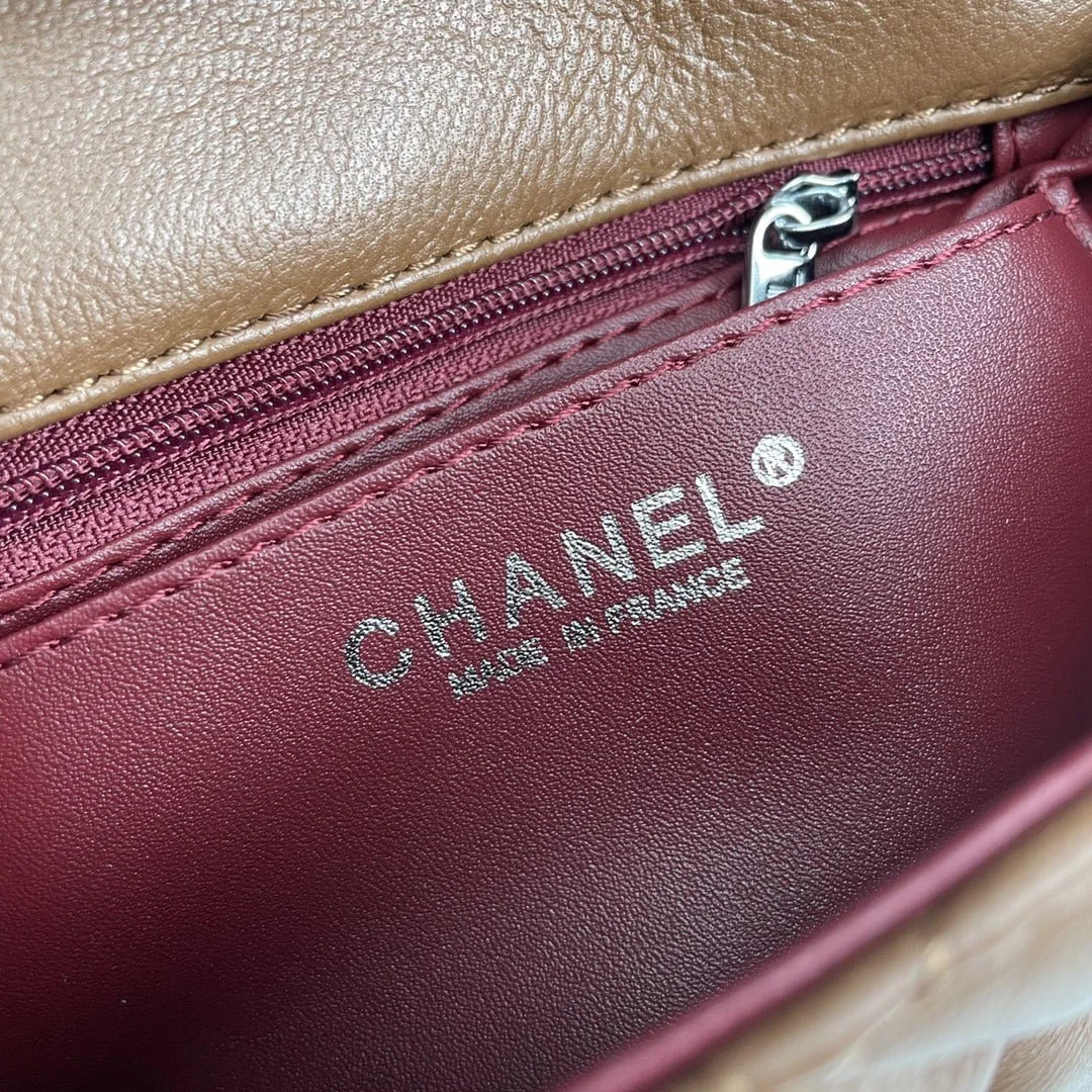Chanel cf Square Fat 1115 sheepskin leather orange size: 18*14*7cm - LITELUX