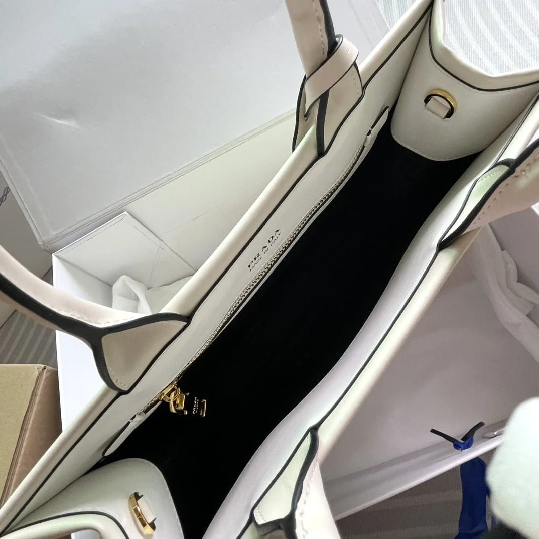Prada cowhide Saffiano tote bag with leather strap white 1BA270 size: 33*25*11cm - LITELUX