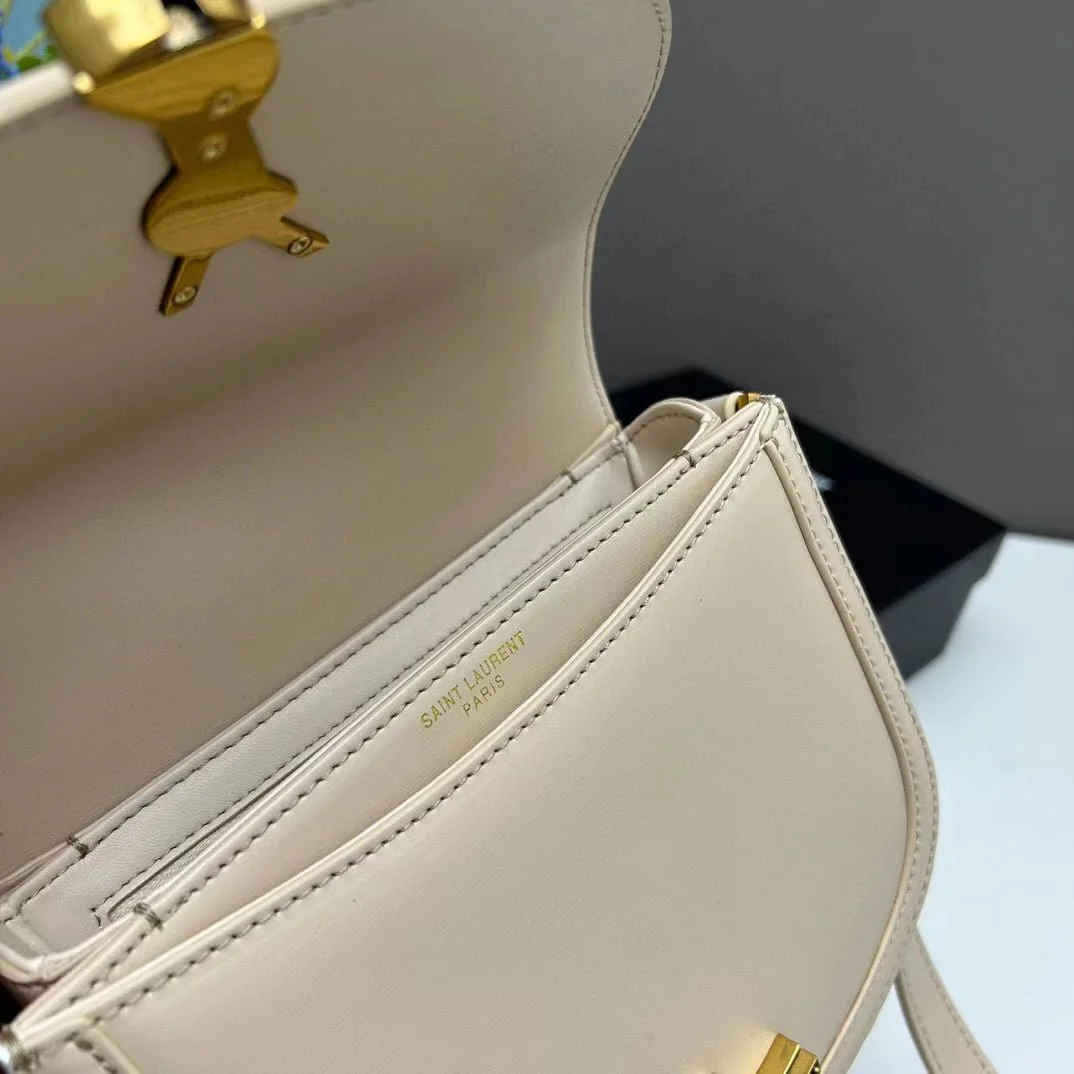 YSL saddle cowhide leather shoulder bag 0233 apricot size: 19*16*6cm - LITELUX