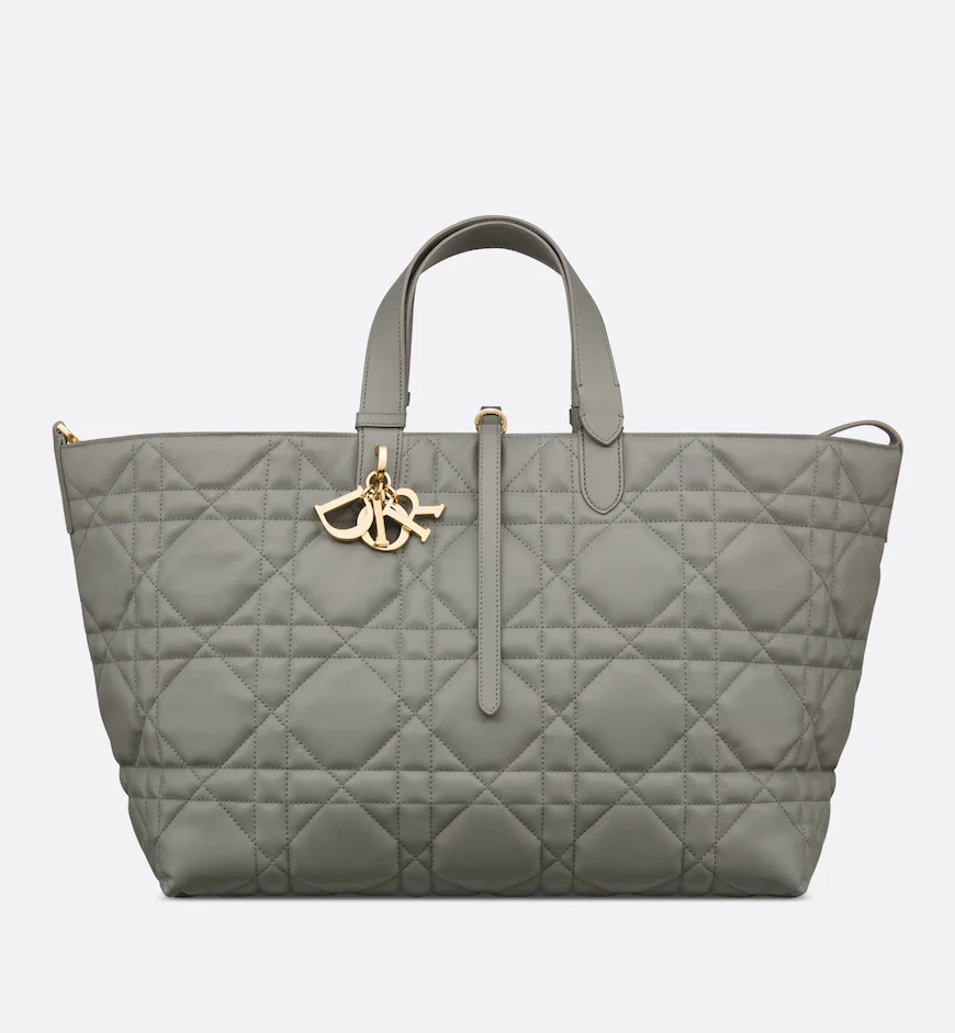 DIOR / LARGE DIOR TOUJOURS BAG Stone Gray Macrocannage Calfskin M2820OSHJ_M41G - LITELUX