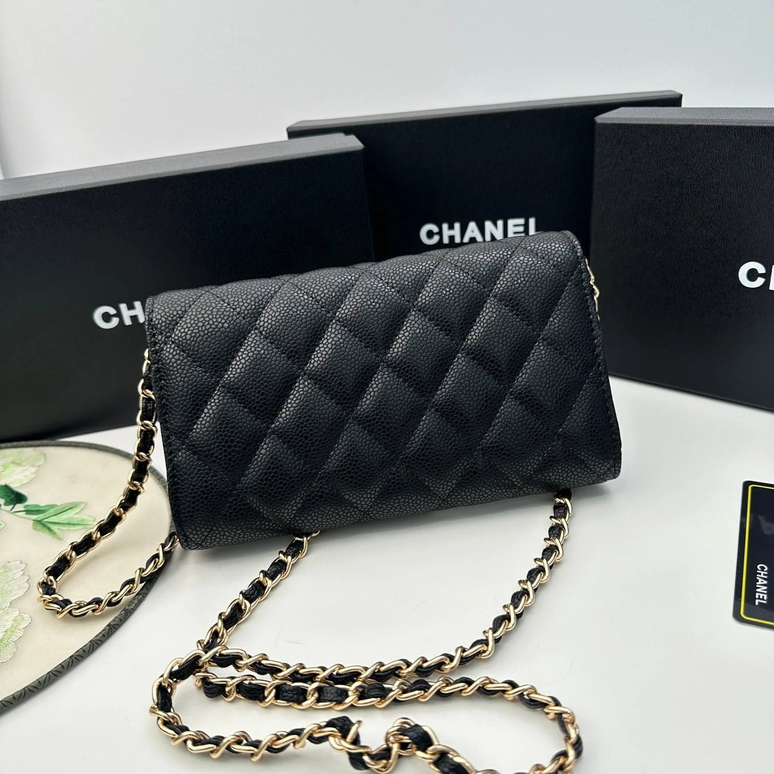 Chanel Rhombus caviar cowhide chain crossbody bag black 8001 size: 18*10.5*3.5 cm - LITELUX