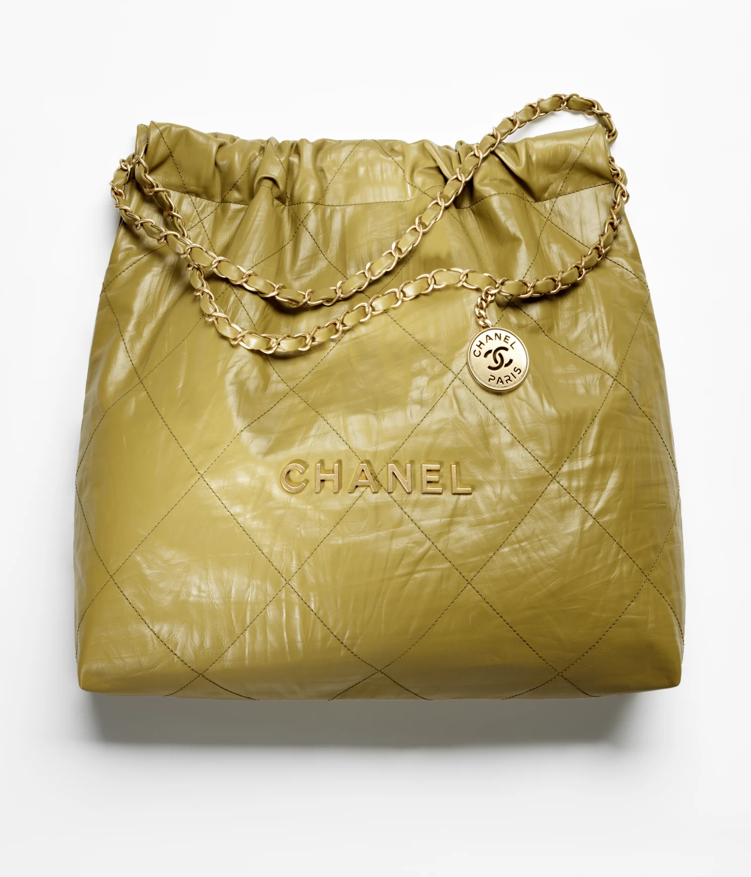 CHANEL / CHANEL 22 HANDBAG Crumpled Calfskin & Gold-Tone Metal Green - LITELUX