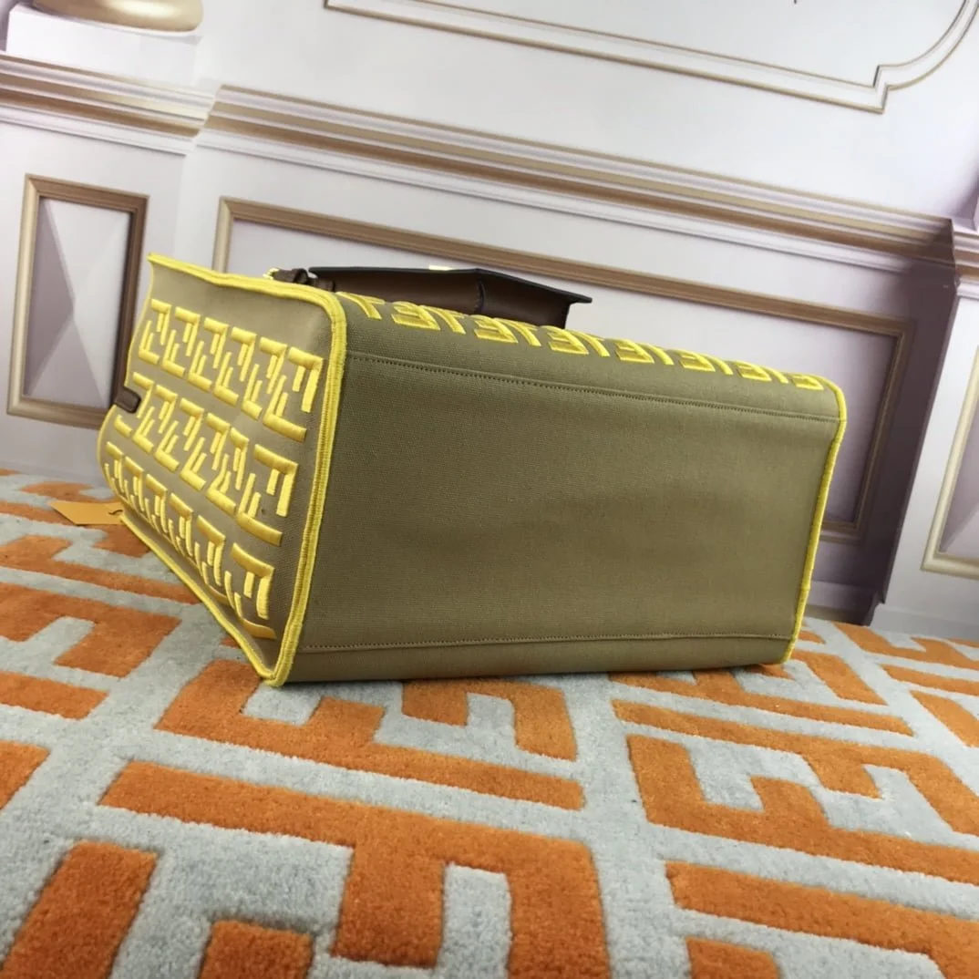 FENDI peekaboo Canvas Tote with mobile phone bag yellow 2118 Size: 37*32 cm - LITELUX