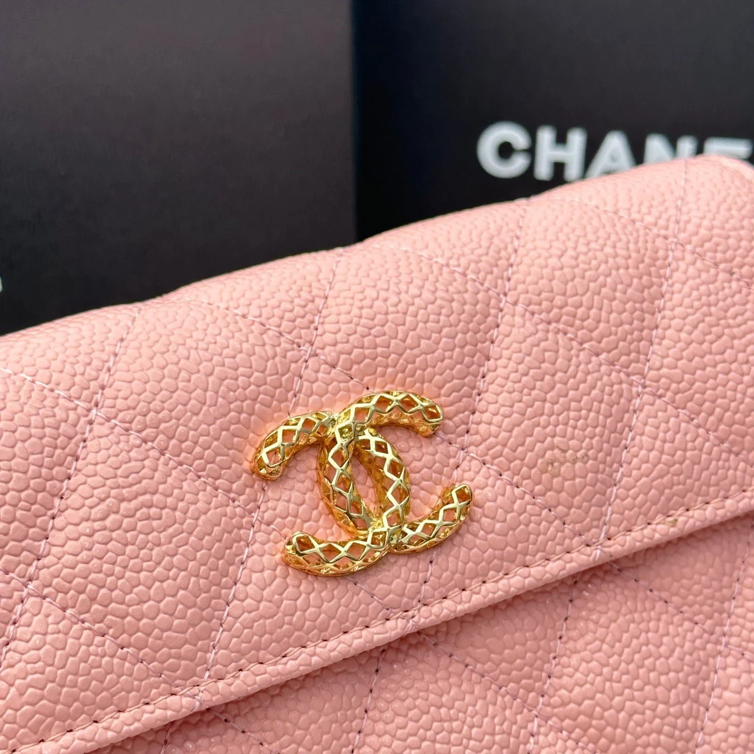 Chanel Rhombus caviar cowhide chain crossbody bag pink 8001 size: 18*10.5*3.5 cm - LITELUX