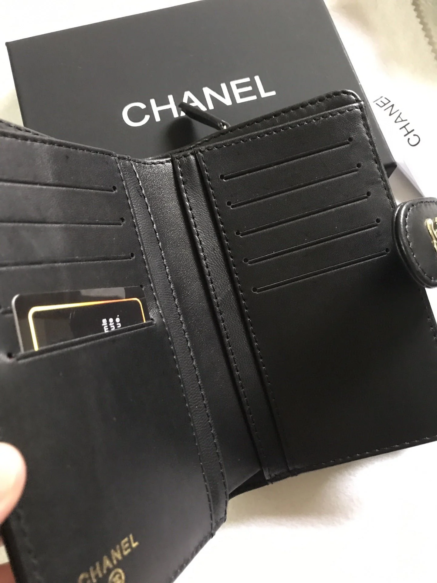 Chanel sheepskin wallet with gold and sliver hardware 50073 size: 15*10cm - LITELUX