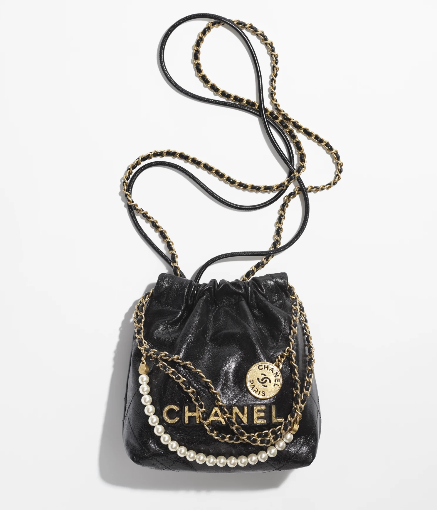 CHANEL / CHANEL 22 MINI HANDBAG Shiny Crumpled Calfskin & Gold-Tone Metal Black Ref. AS3980 B10672 94305 - LITELUX