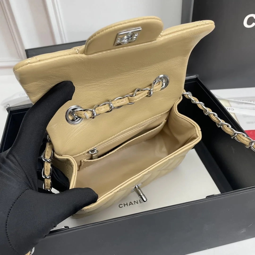 Chanel cf Square Fat 1115 sheepskin leather ginger size: 18*14*7cm - LITELUX