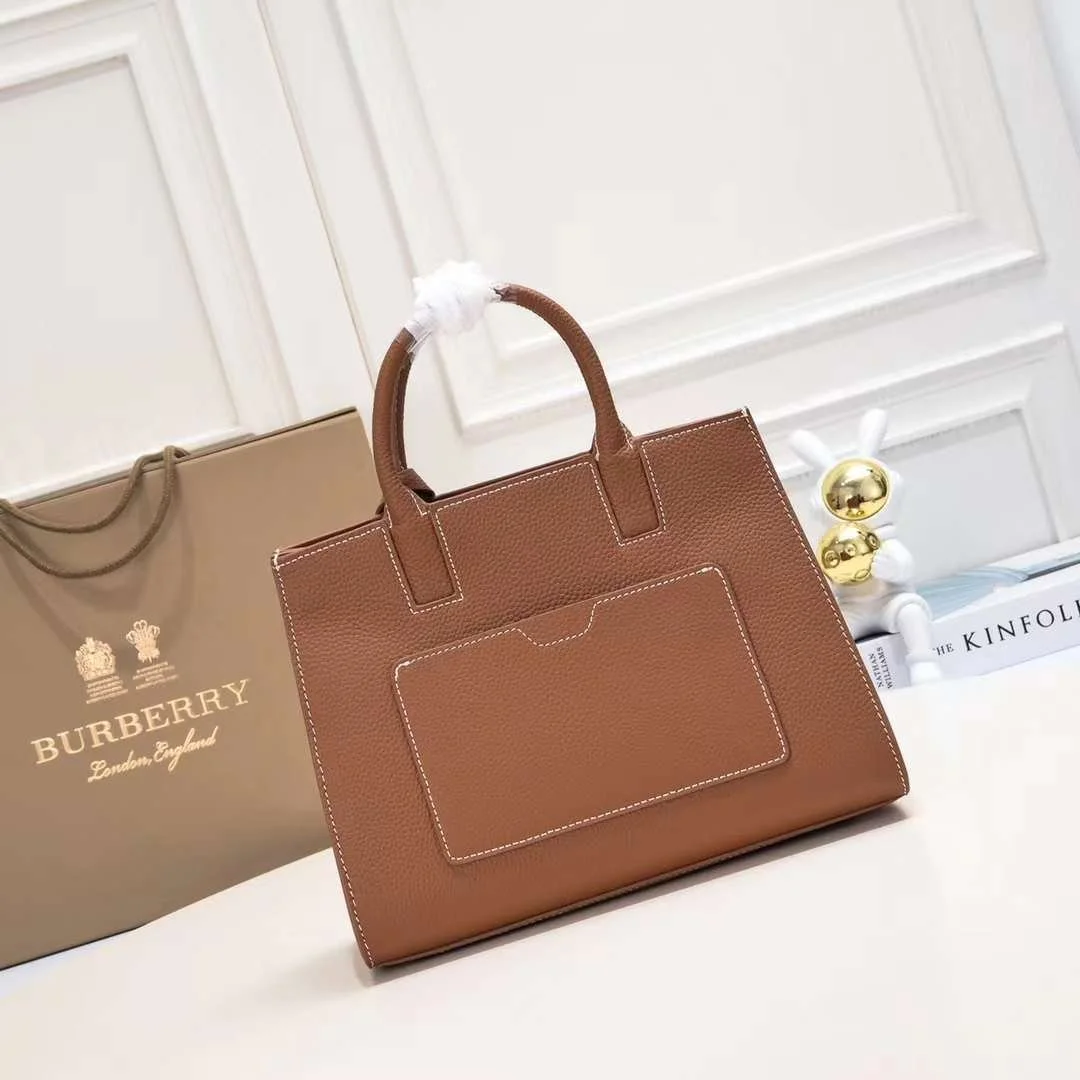 Burberry tote calfskin bag 8376 brown size: 27 * 11 * 20 cm - LITELUX