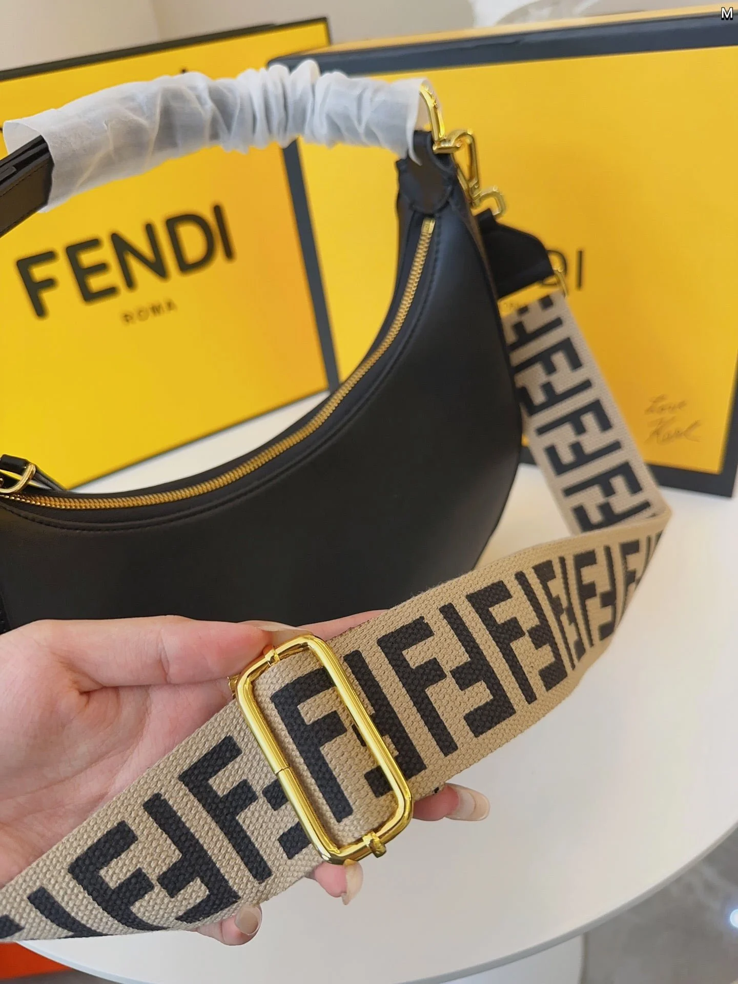 FENDI half moon bag Underarm bag Black Size: 28*16cm - LITELUX