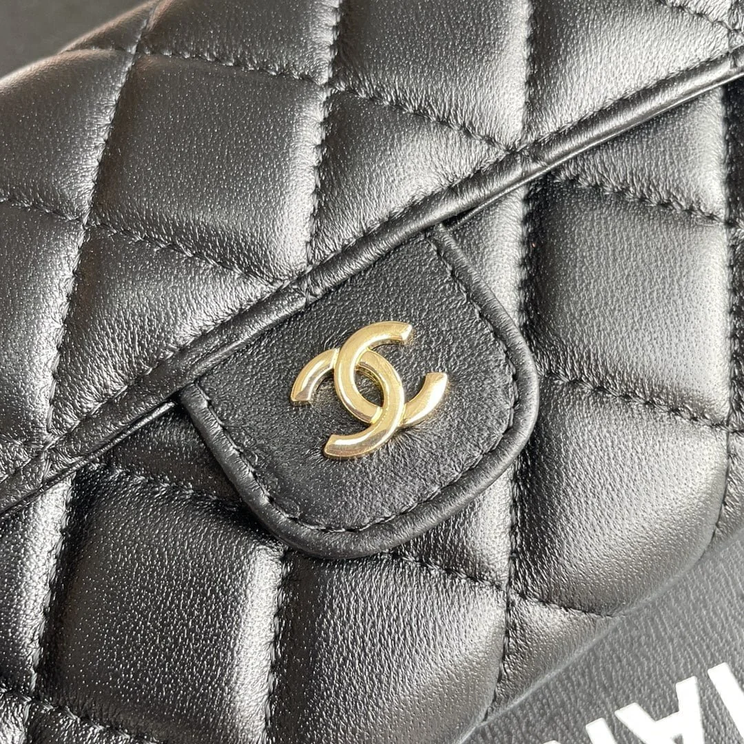 Chanel chain crossbody bag Cowhide with diamond lattice gold hardware black A50076 size: 18*10.5*3.5cm - LITELUX