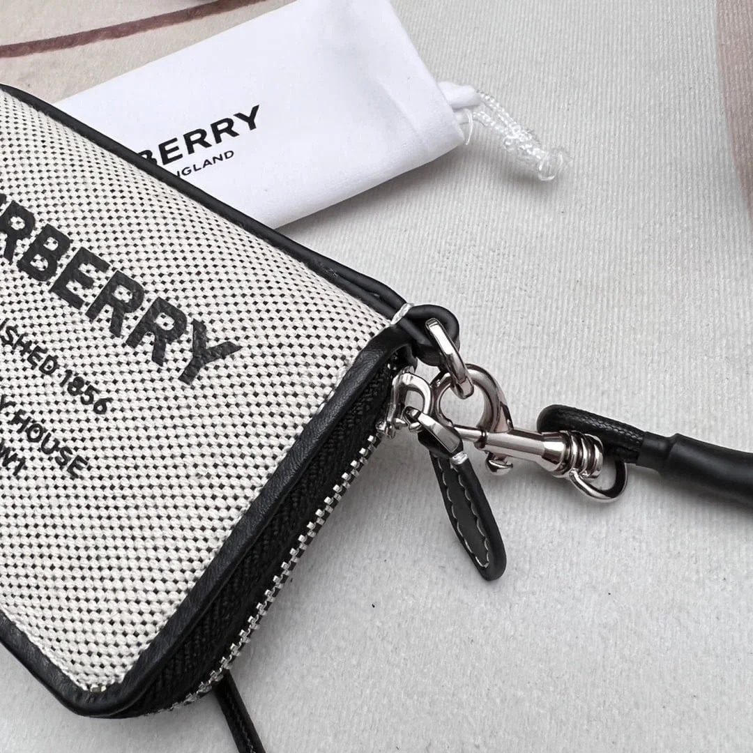 Burberry Logo-printed leather zipper money clip wallet size: 11 * 8.5cm - LITELUX