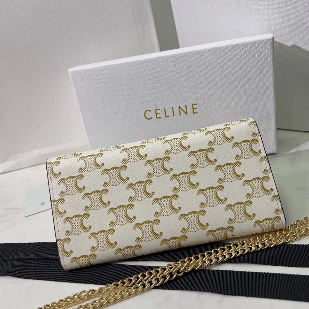 CELINE Presbyopia pattern white Chain bag 621663 Size:19*10.5*3.5cm - LITELUX