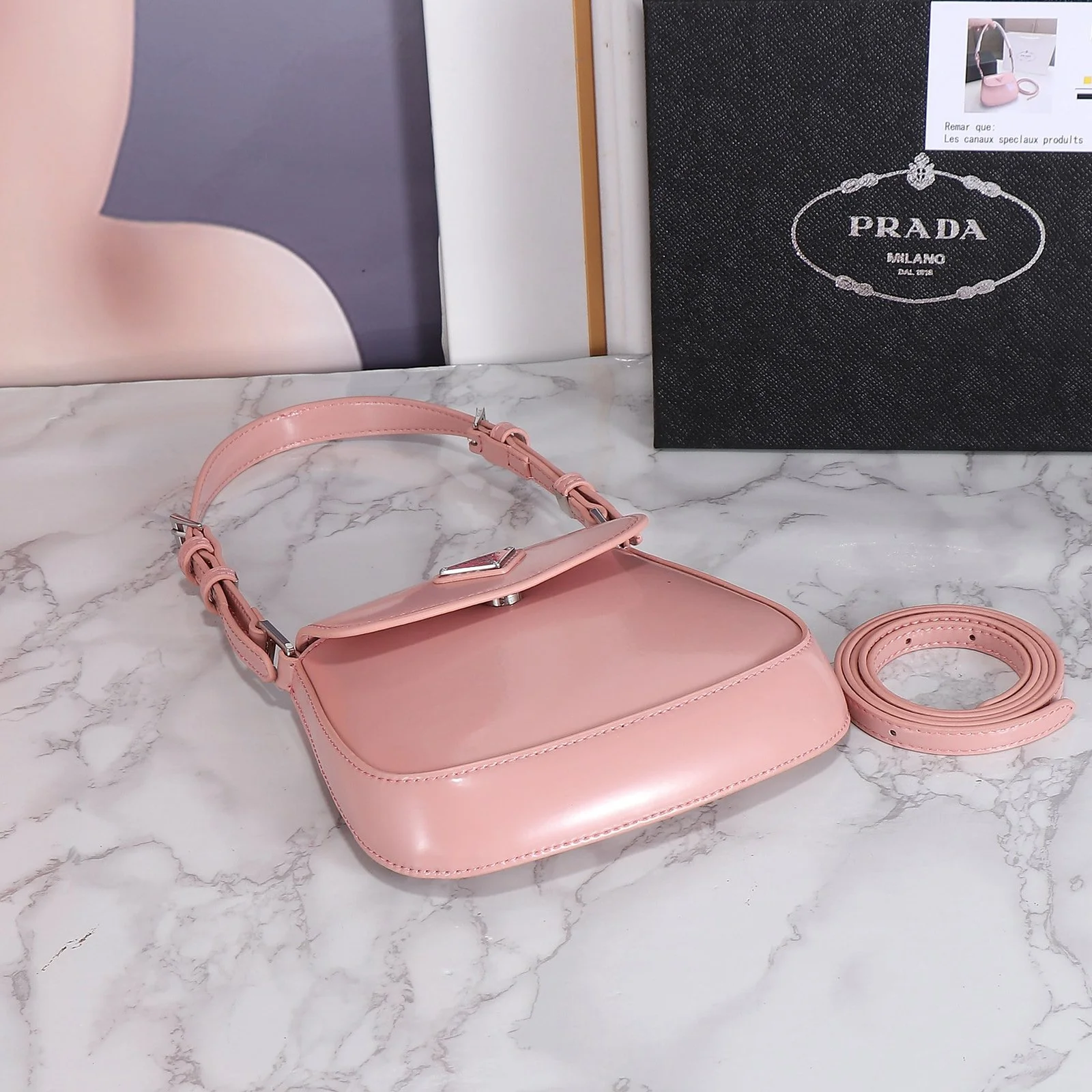 Prada hobo cleo Patent leather 611 pink size:22*13cm - LITELUX
