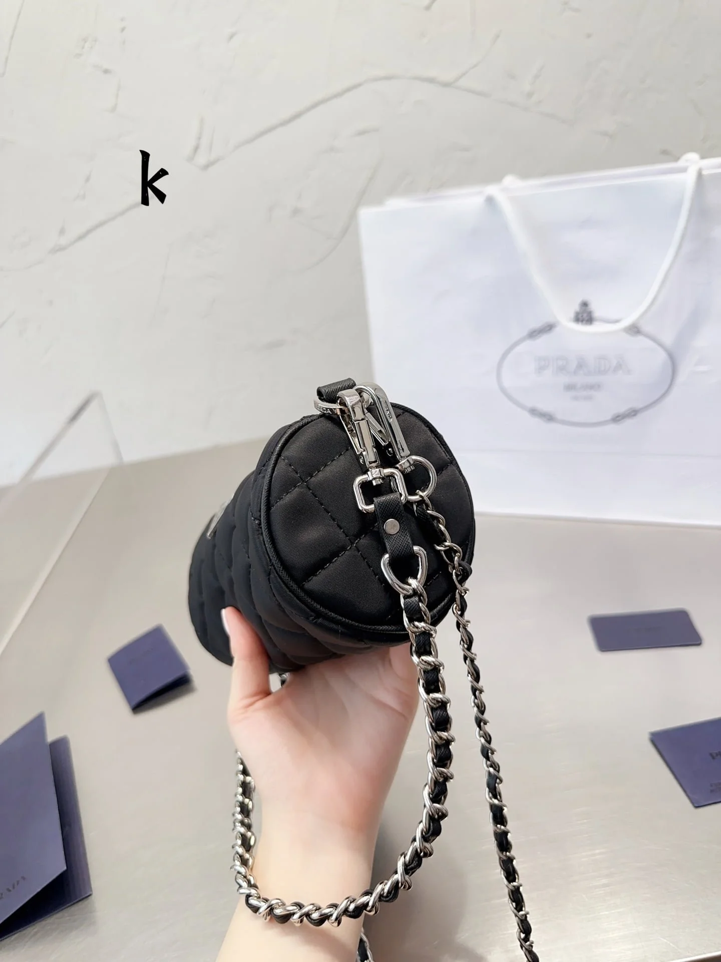 Prada Medieval cylinder nylon bag size: 19* 9cm - LITELUX