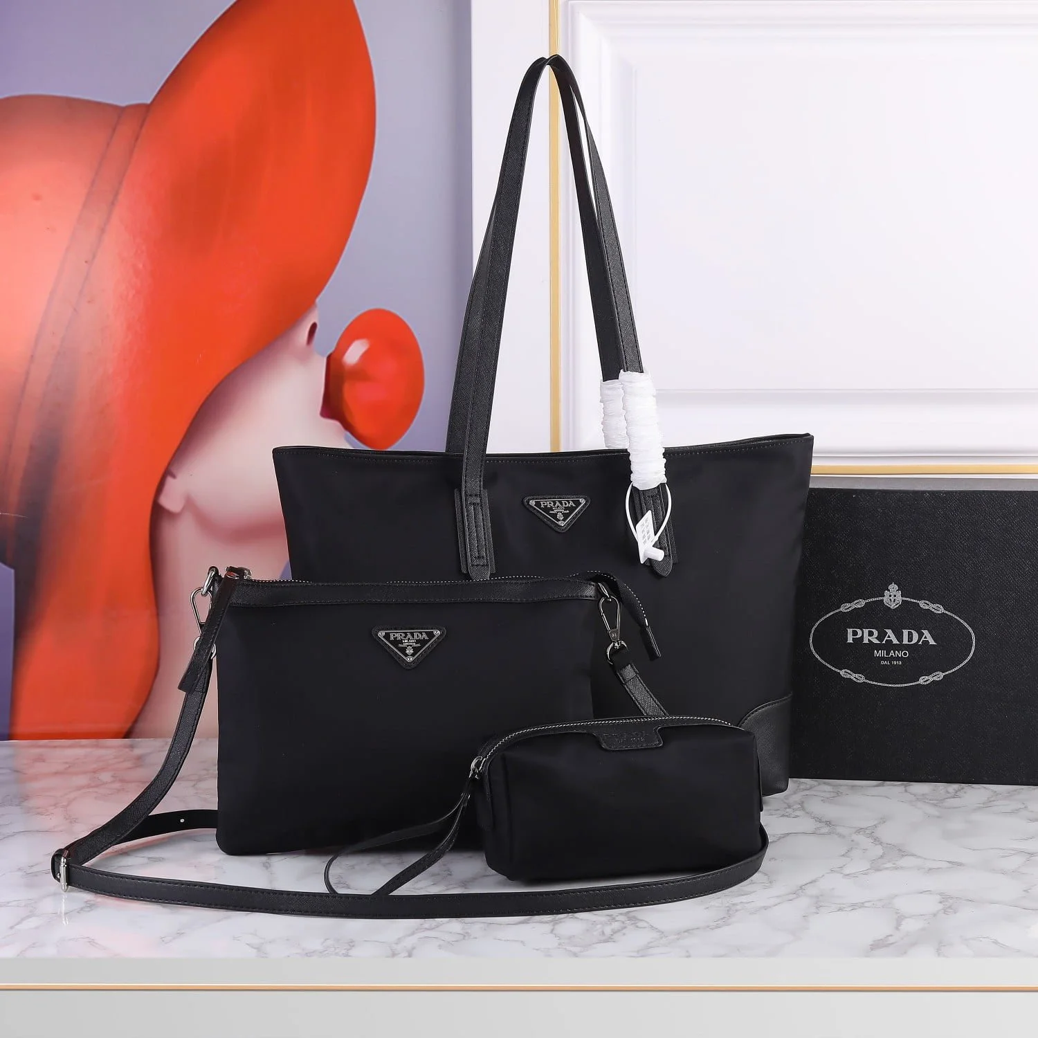 Prada 21Tote Three-piece set handbag size: 38 33cm - LITELUX