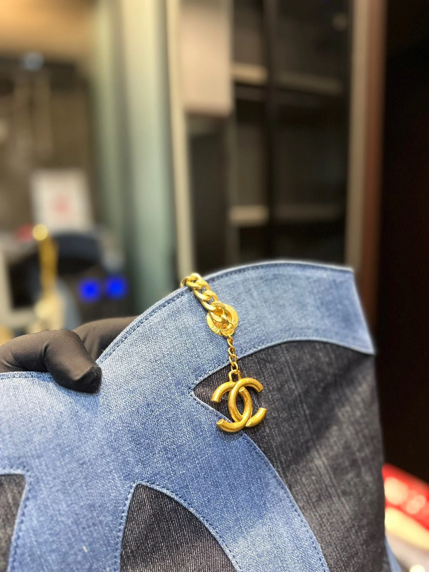Chanel ramie cotton denim shopping bag beach bag size: 33* 32cm - LITELUX