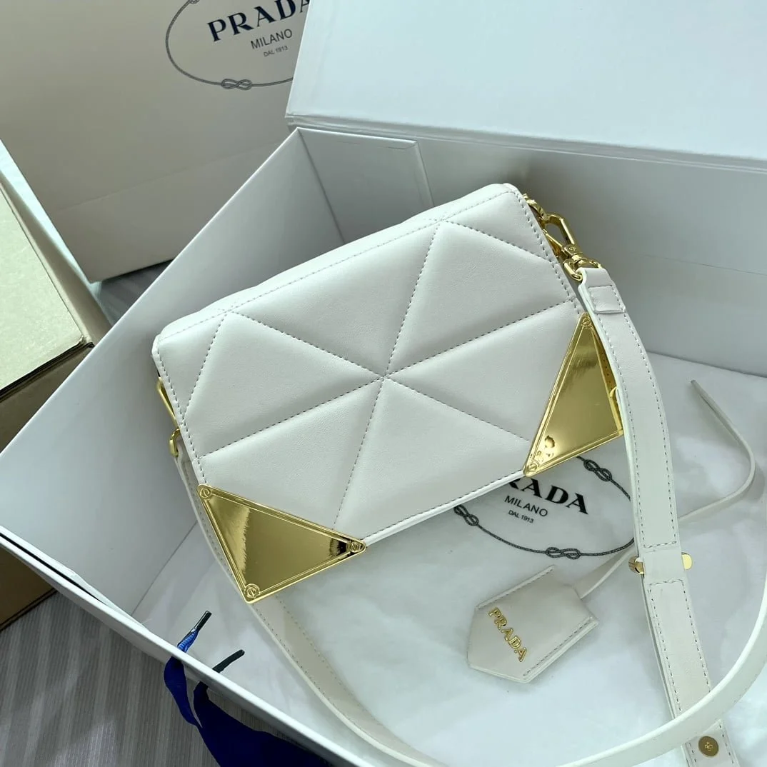 Prada Belgian calfskin shoulder bag white 1BD048 size: 20*14*8CM - LITELUX