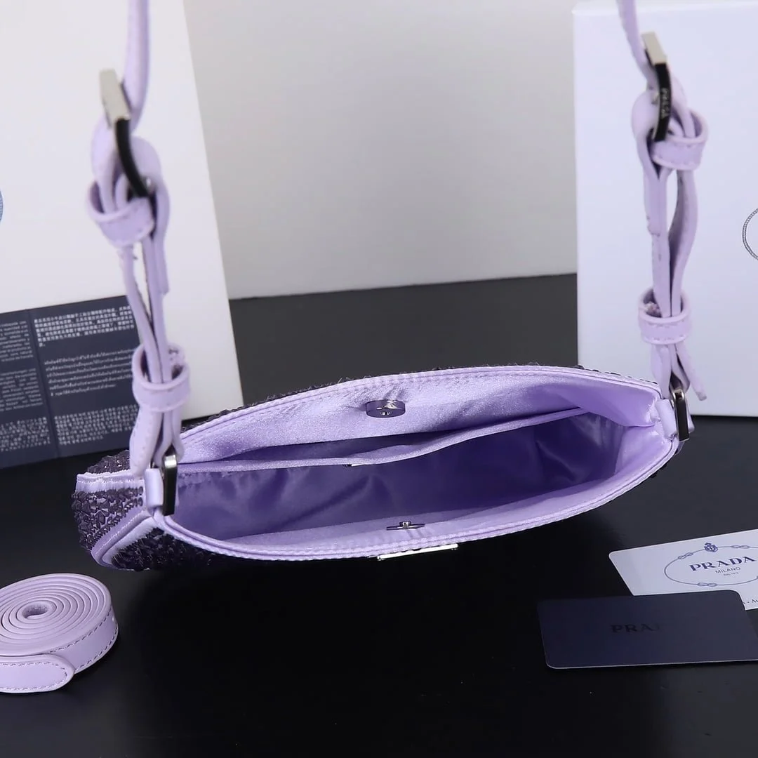 Prada Ss21 Hobo BlingBling 8801 purple size: 22*18*5cm - LITELUX