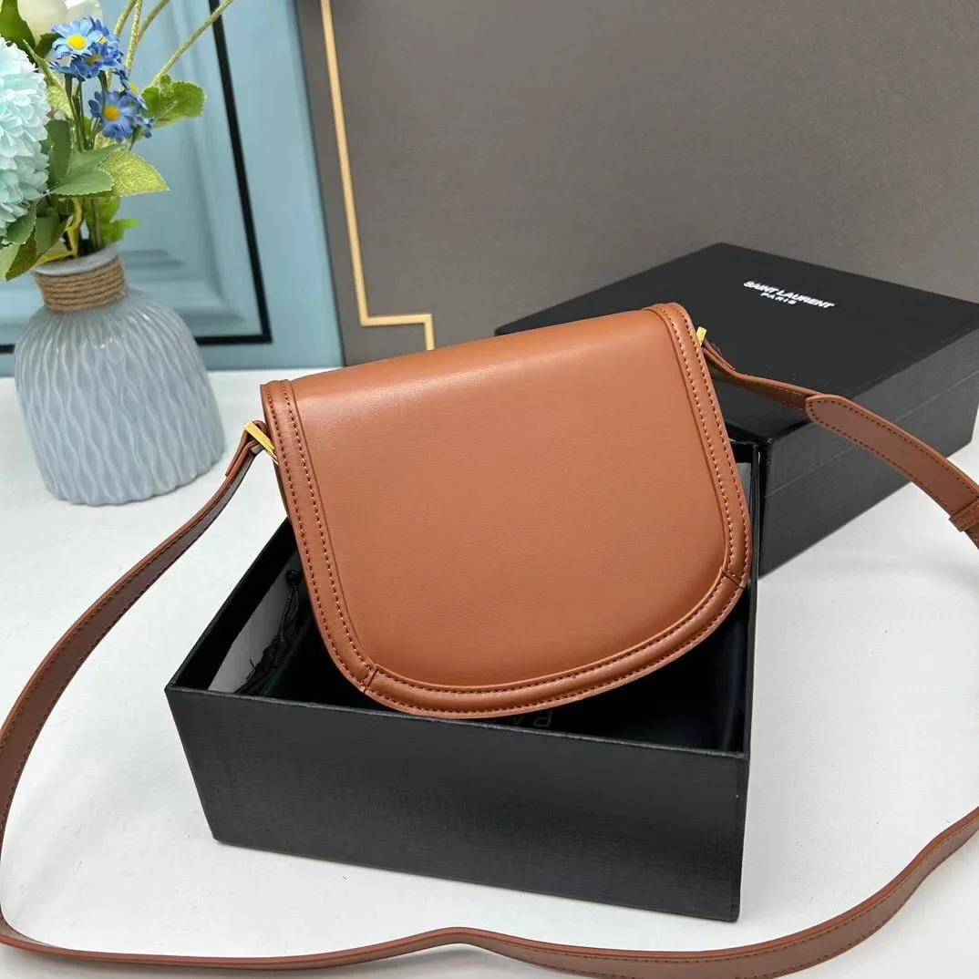 YSL saddle cowhide leather shoulder bag 0233 brown size: 19*16*6cm - LITELUX