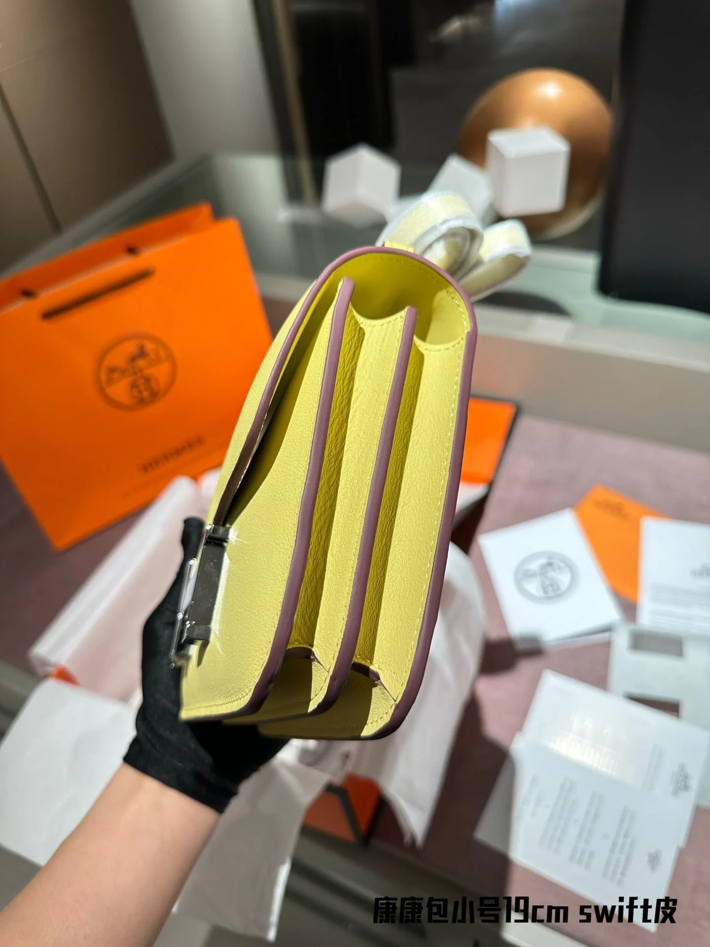 Hermès Constance Swift cowhide leather Sliver Hardware Yellow size: 19cm - LITELUX