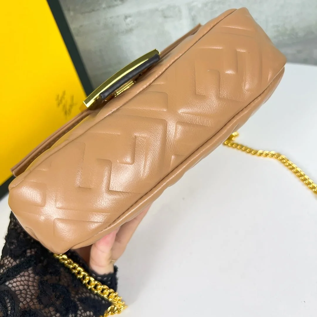 FENDI BAGUETTE Mini Chain Strap Earthy yellow Handbag Size: 4*18*11cm - LITELUX