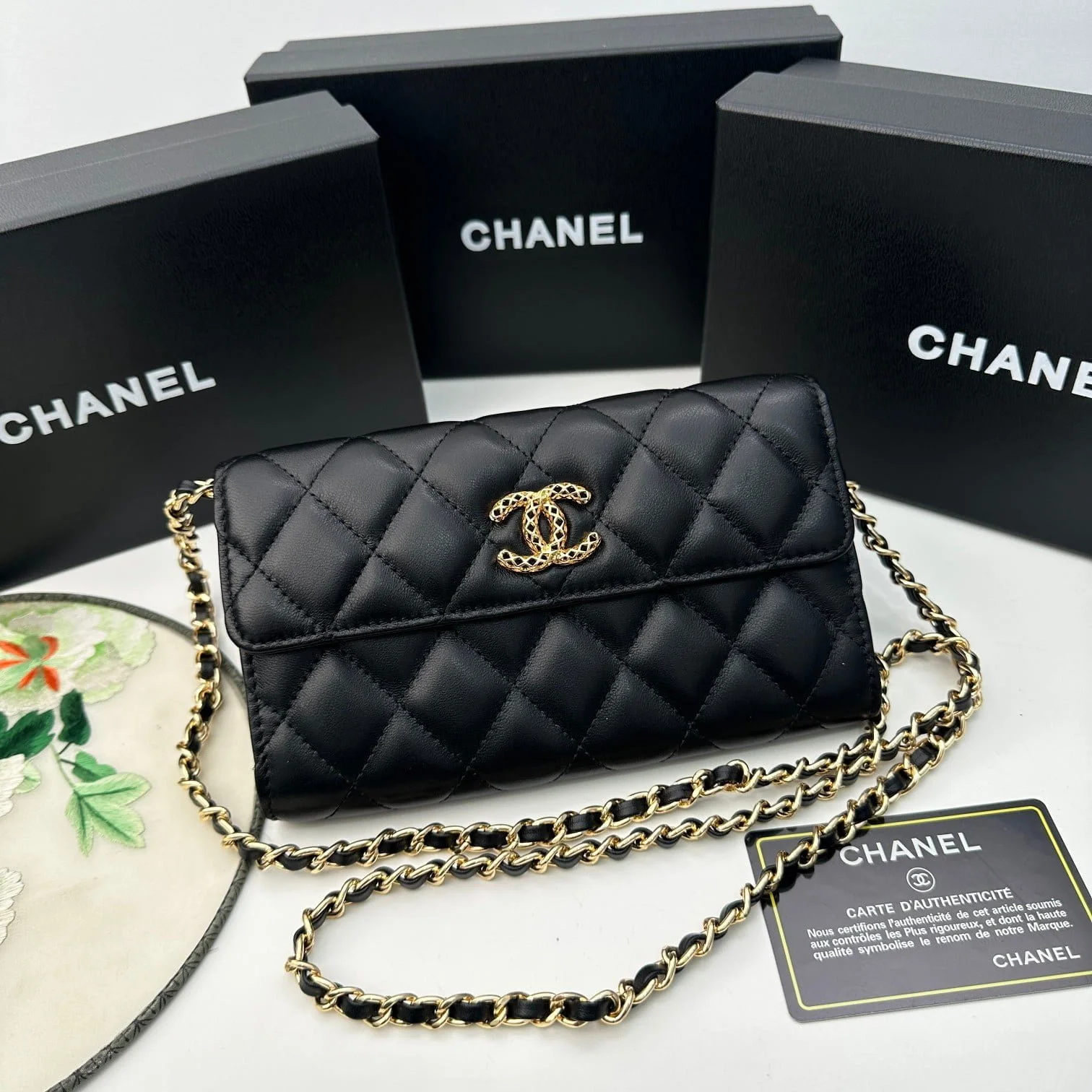 Chanel Rhombus cowhide chain crossbody bag black 8001 size: 18*10.5*3.5 cm - LITELUX