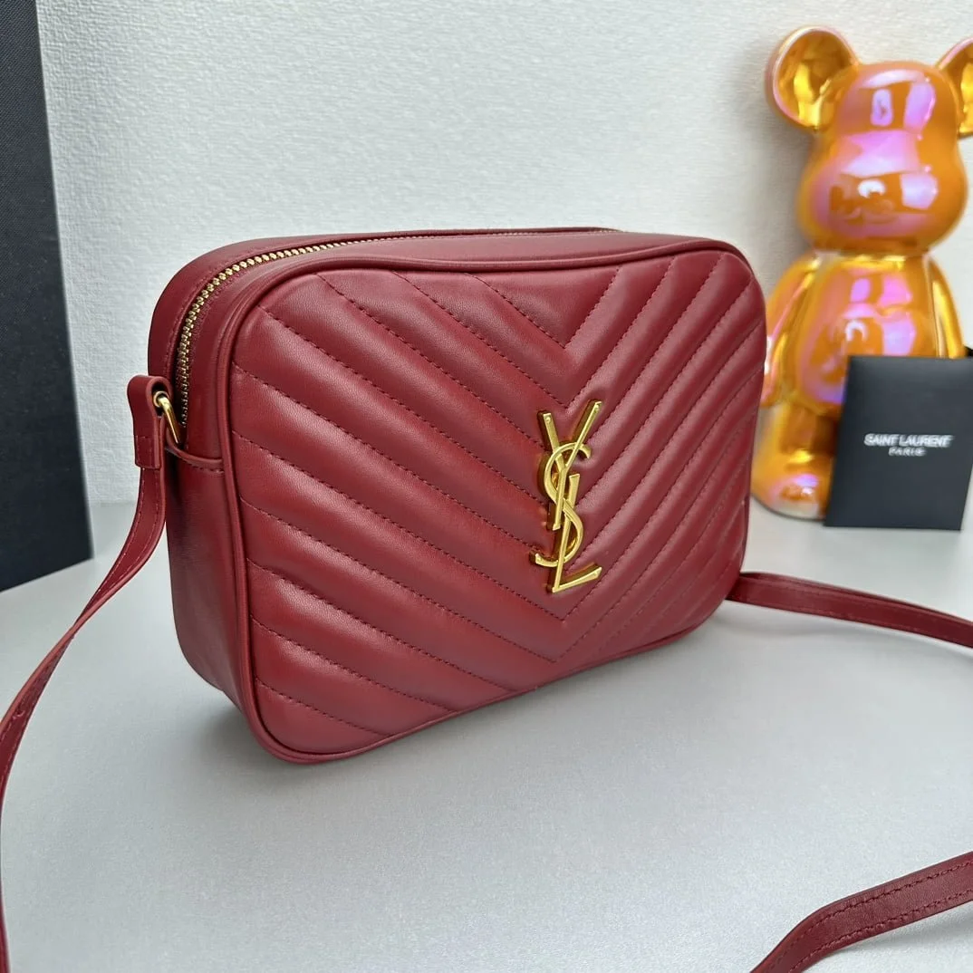 YSL MONOGRAM SAINT LAURENT LOU quilted leather camera bag red with gold hardware 520534 size: 23*16*6CM - LITELUX