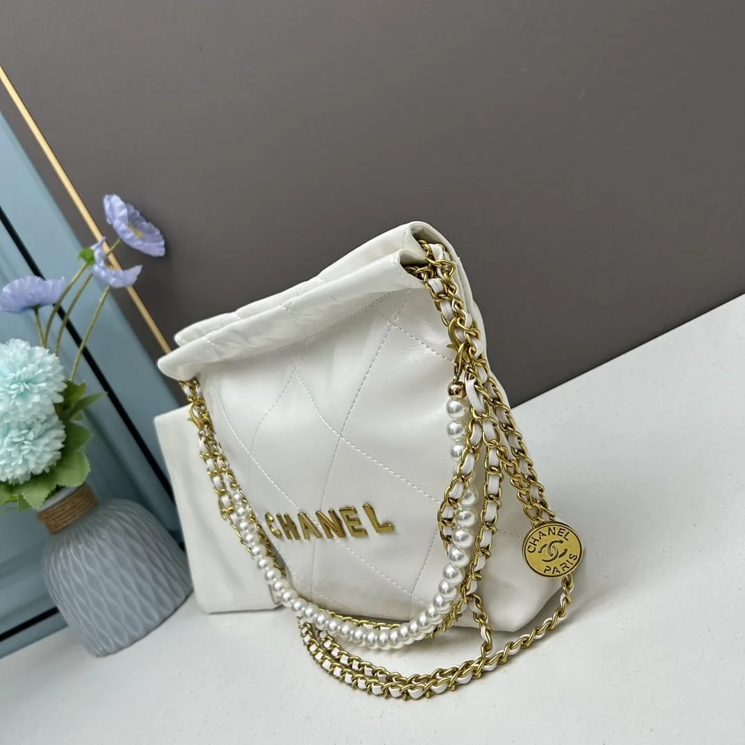 CHANEL Pearl garbage bag white size: 23*28*22*7cm - LITELUX