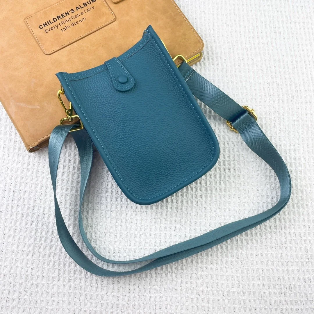 Hermès Evelyn TOGO mini phone bag Linen blue 336 size: 18*12.5*4cm - LITELUX
