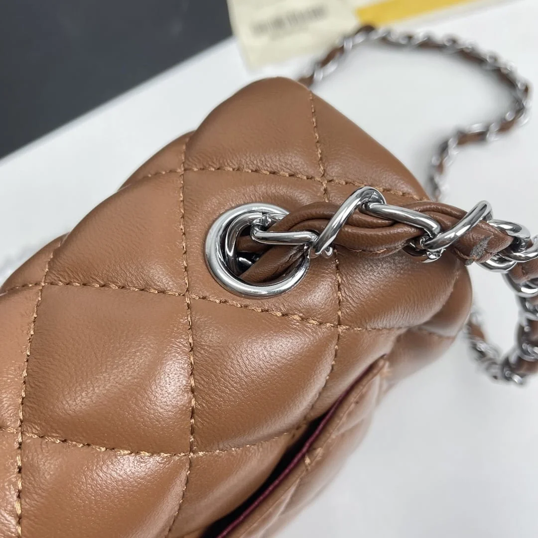 Chanel cf Square Fat 1115 sheepskin leather orange size: 18*14*7cm - LITELUX