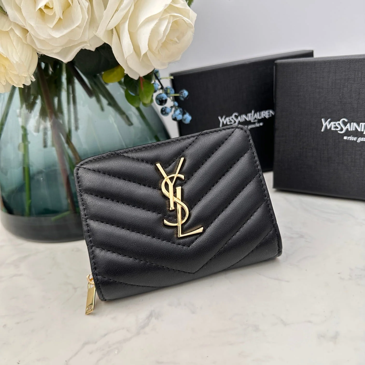YSL SLP short round zipper money clip wallet 1890 size:12*10*3CM - LITELUX
