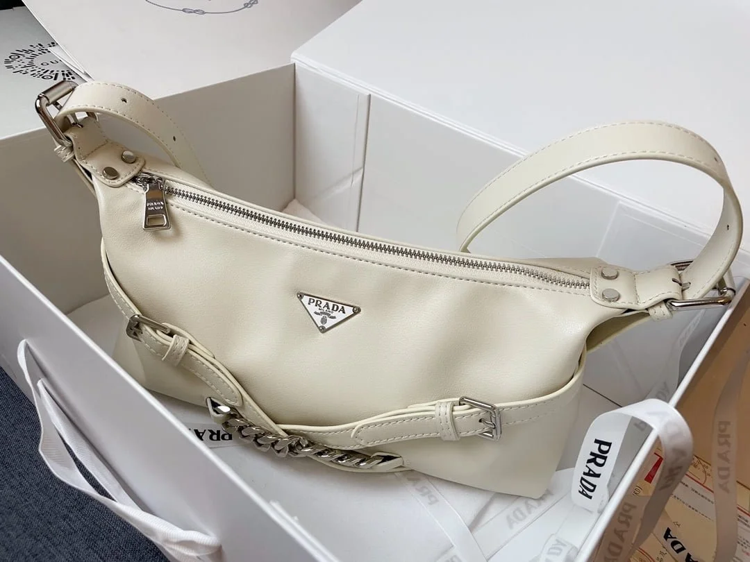 Prada Vintage Baguette underarm bag 1BD740 white - LITELUX