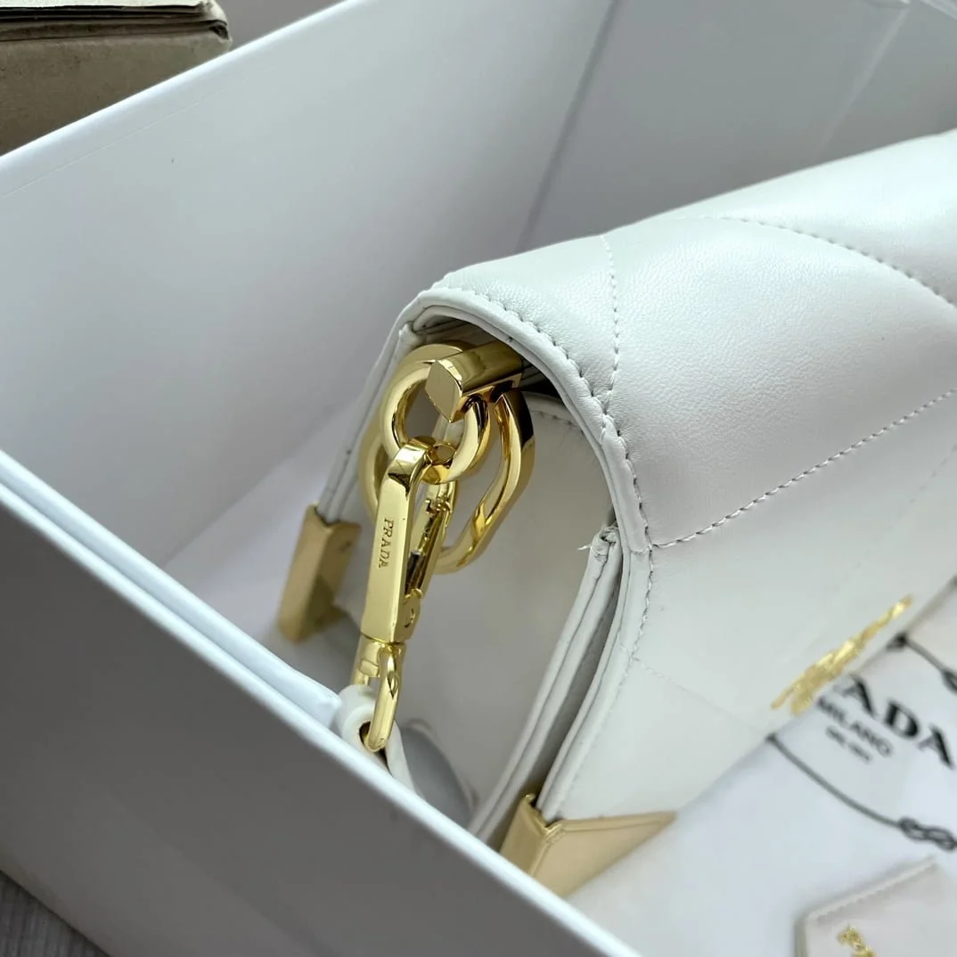 Prada Belgian calfskin shoulder bag white 1BD048 size: 20*14*8CM - LITELUX