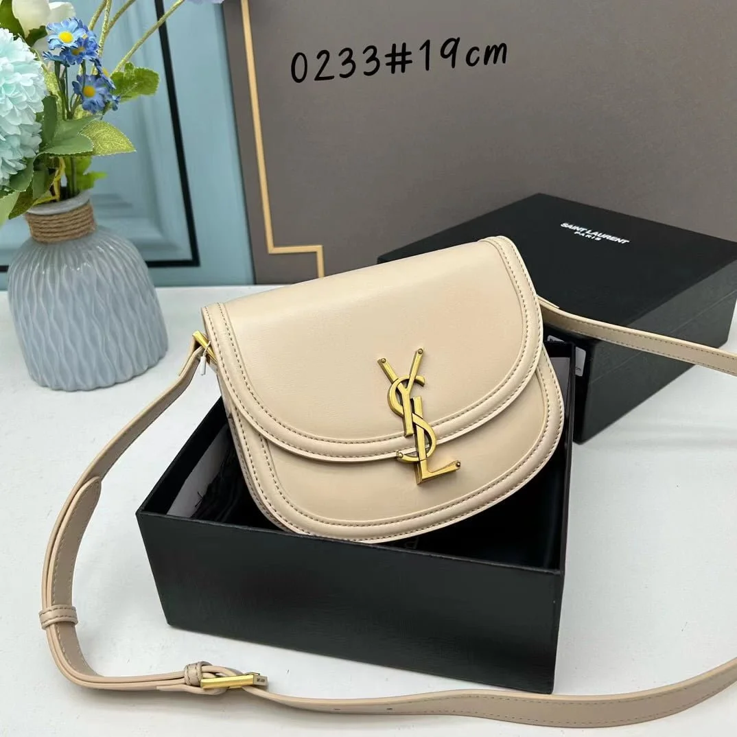 YSL saddle cowhide leather shoulder bag 0233 apricot size: 19*16*6cm - LITELUX