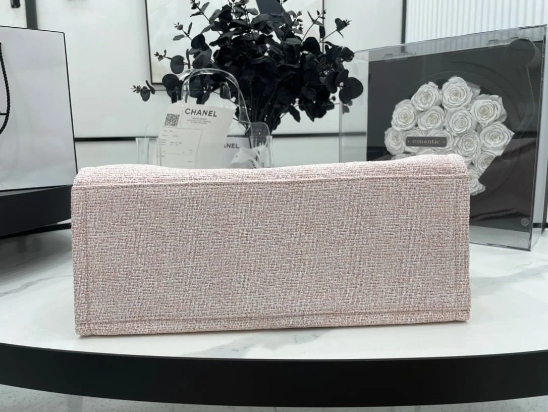 Chanel canvas tote bag Pink light gold size: 38cm - LITELUX