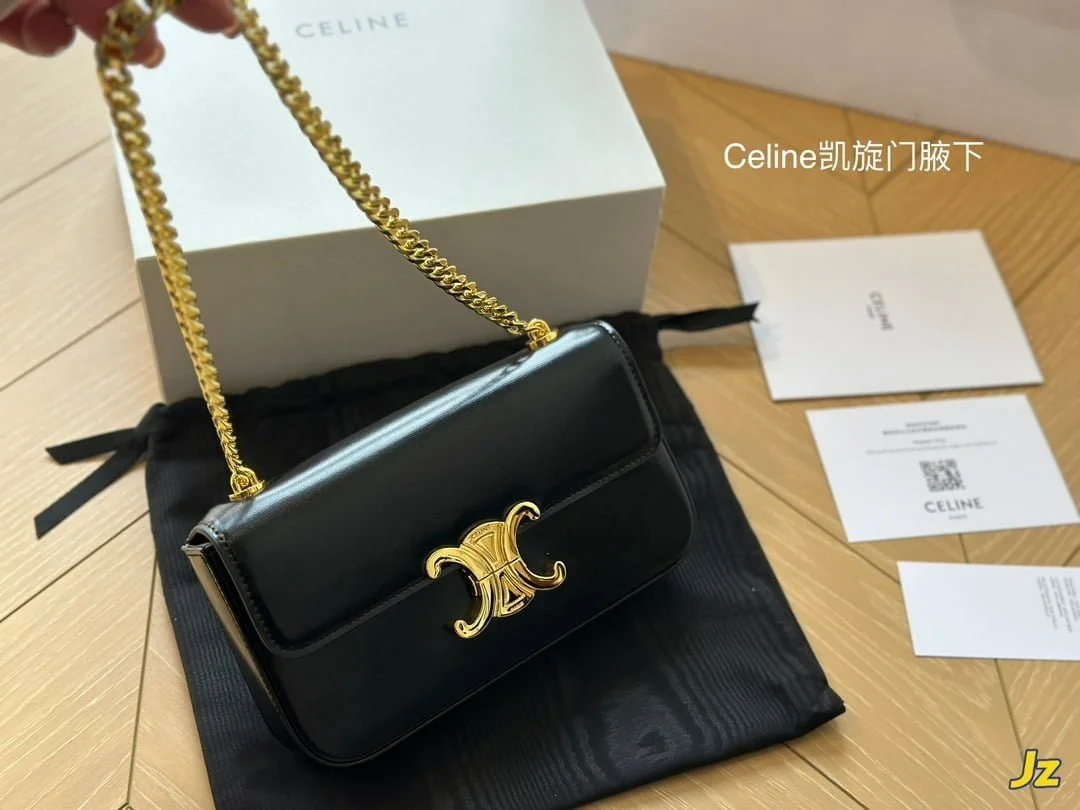 CELINE TRIOMPHE Crossbody bag Black Size: 20cm - LITELUX