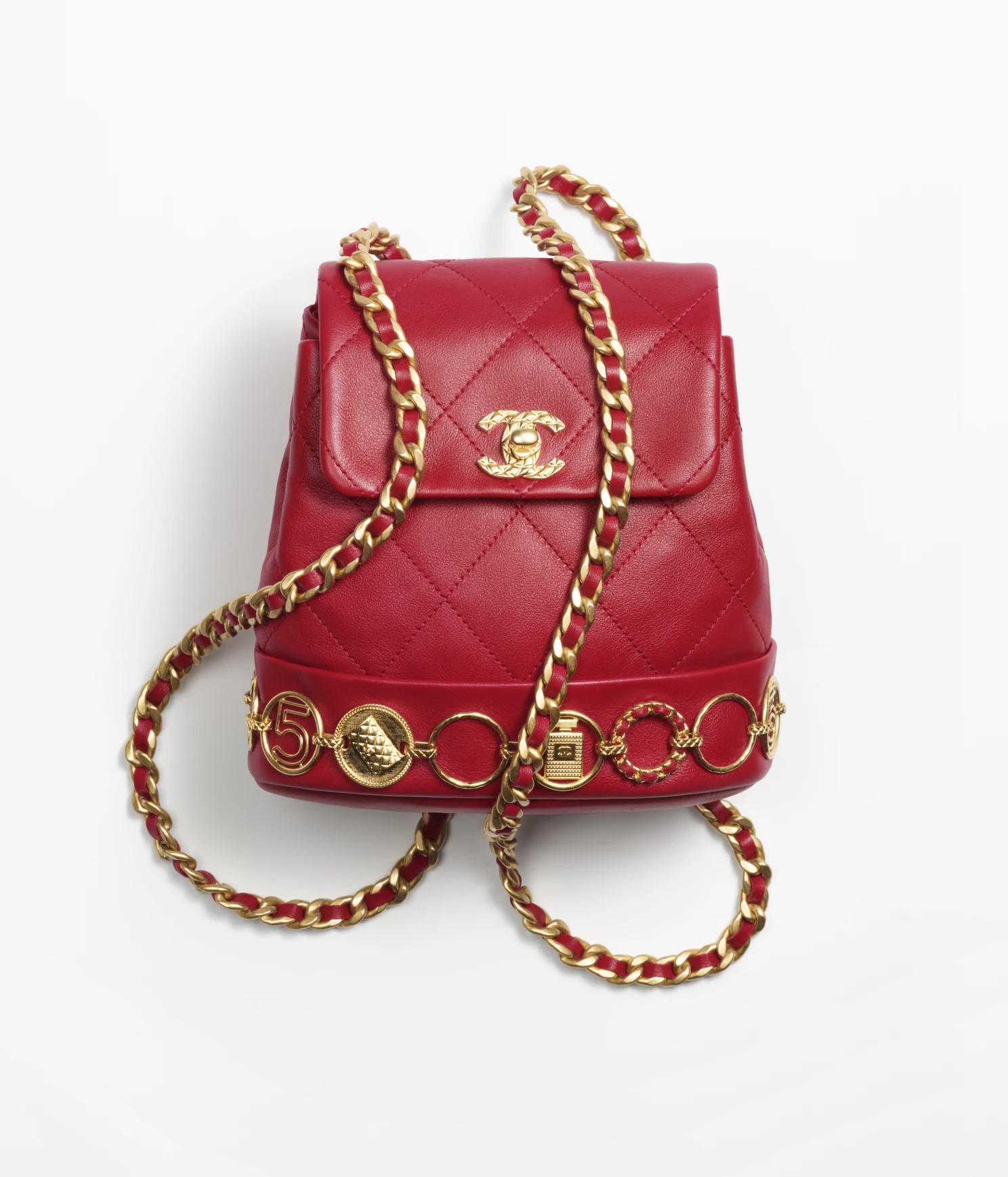 CHANEL / SMALL BACKPACK Calfskin & Gold-Tone Metal Red Ref. AS4275 B13658 NQ339 - LITELUX
