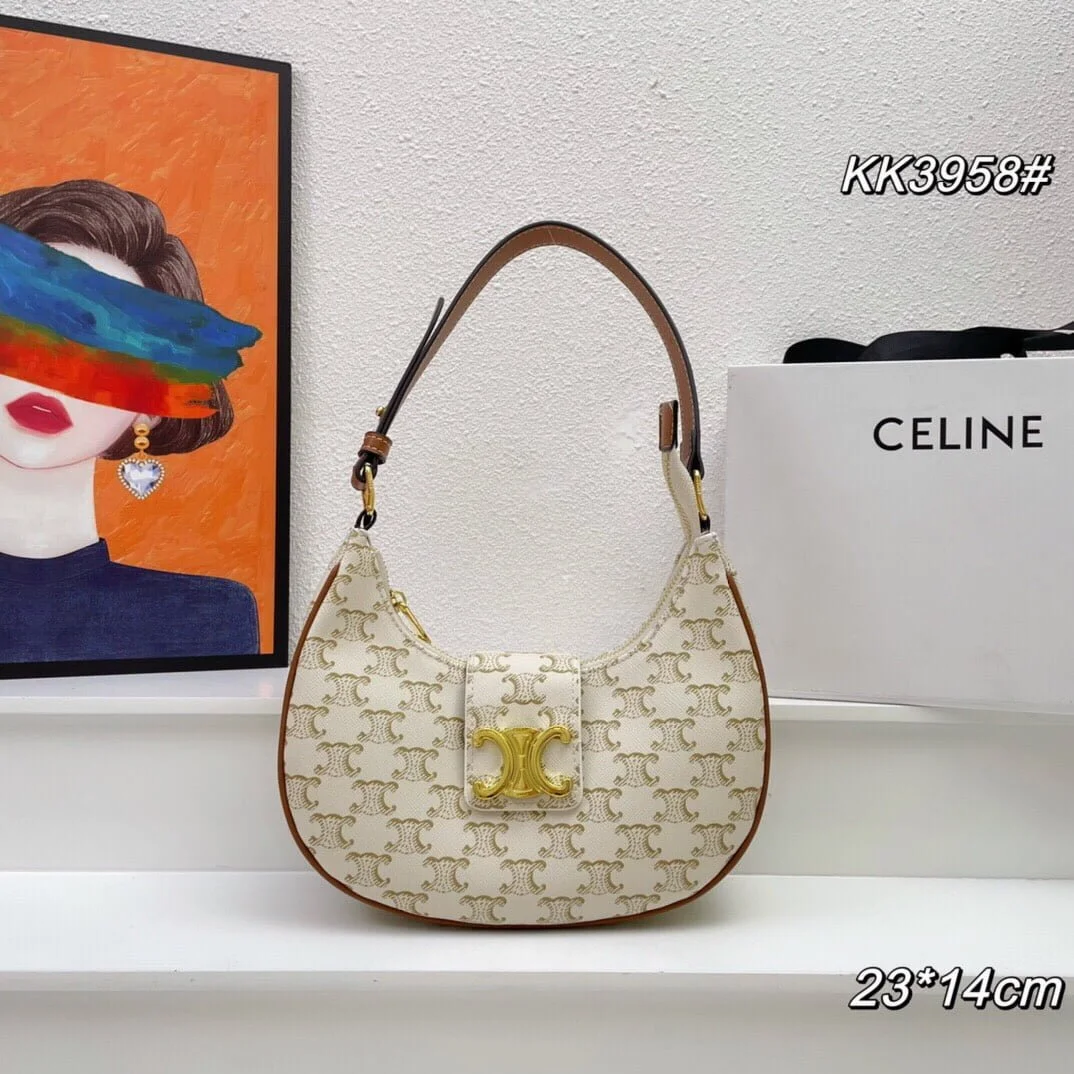 CELINE Arc de Triomphe Presbyopia pattern White Shoulder bag Underarm bag 3958 Size: 24*13cm - LITELUX