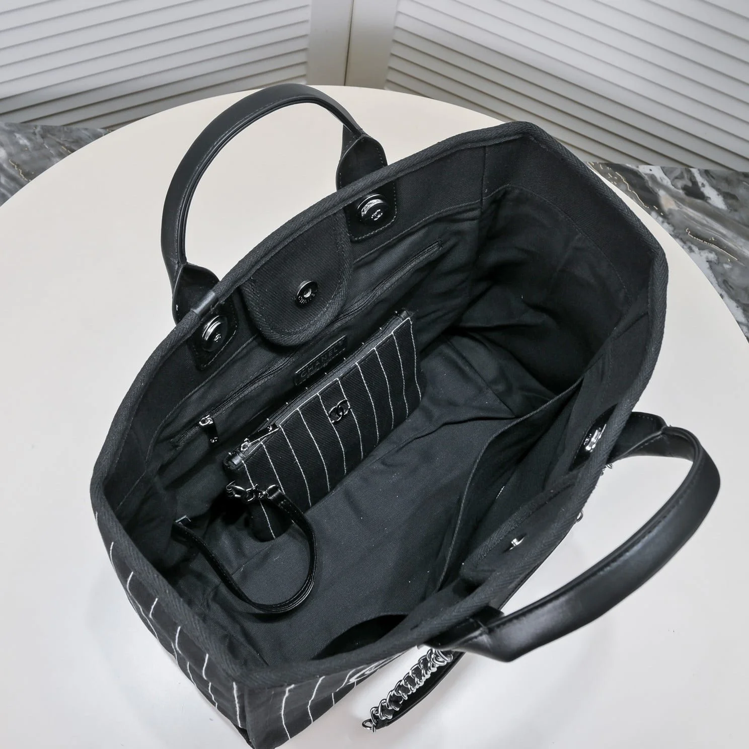 Chanel new beach bag denim bag Black with little wallet size: 48*38*30*14cm - LITELUX