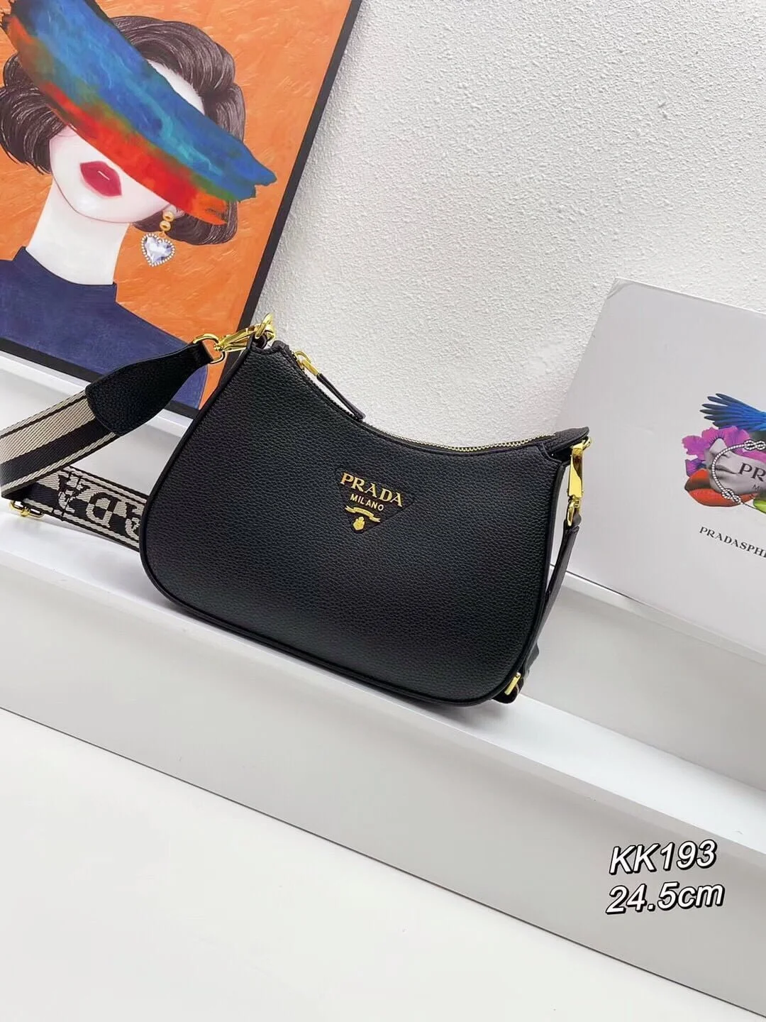 Prada VITELLODAINO One shoulder SOFT cowhide crossbody bag 1BH193 size:24.5*15*7cm - LITELUX