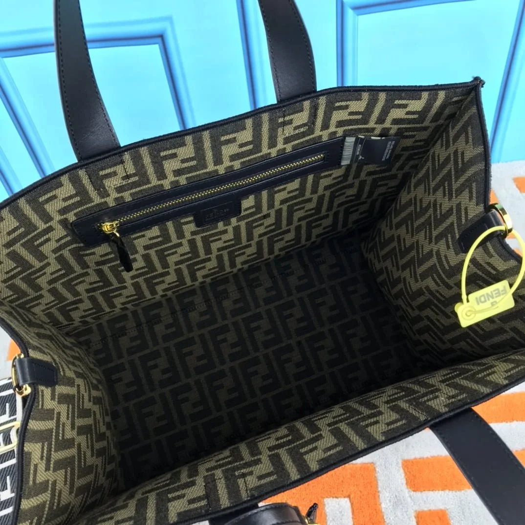 FENDI peekaboo Canvas Tote with mobile phone bag Black 2118 Size: 37*32 cm - LITELUX