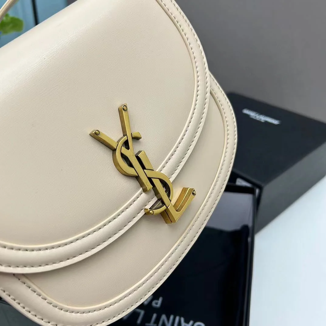 YSL saddle cowhide leather shoulder bag 0233 apricot size: 19*16*6cm - LITELUX