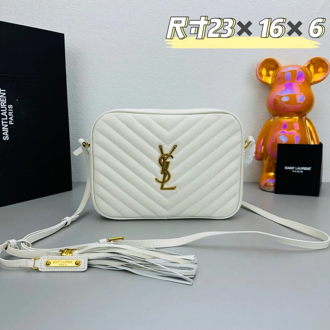 YSL MONOGRAM SAINT LAURENT LOU quilted leather camera bag white with gold hardware 520534 size: 23*16*6CM - LITELUX
